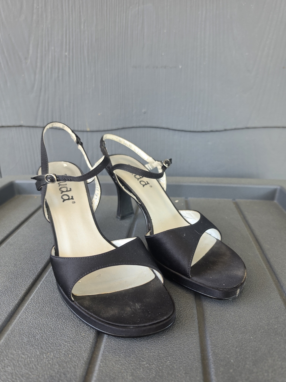 Mudd Black Open-Toe Slingback Heels